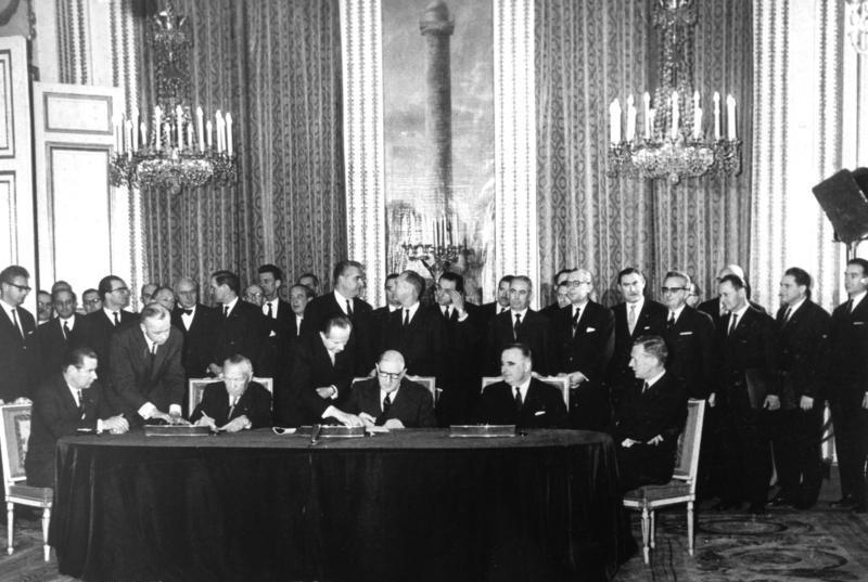 Élysée Treaty also known as the Treaty of Friendship, was established by Charles de Gaulle of France and Konrad Adenauer of Germany on January 22, 1963 for reconciliation between the two countries.