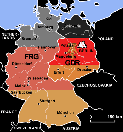 Map of he GDR and FRG